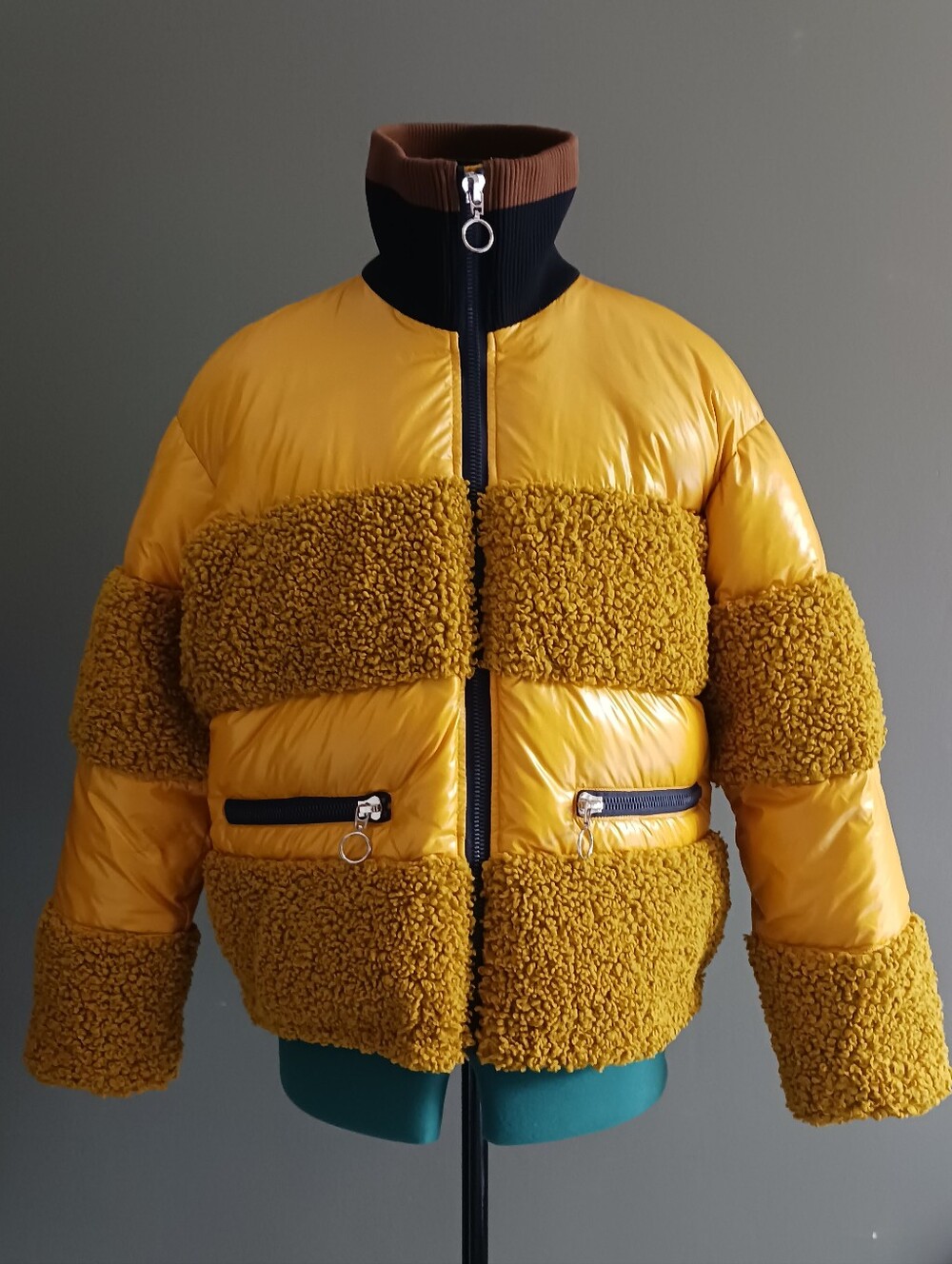 Sosken Studios Marisa Minicucci Mustard Puffer/ Sherpa Jacket Size S/ P